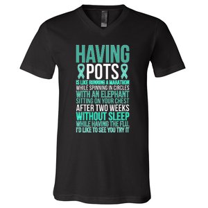 Having POTS Warrior POTS Awareness Day POTS Fighter V-Neck T-Shirt