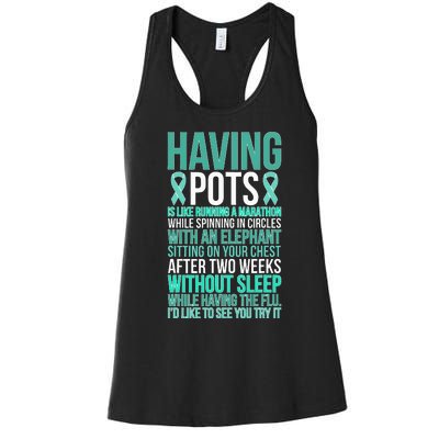 Having POTS Warrior POTS Awareness Day POTS Fighter Women's Racerback Tank