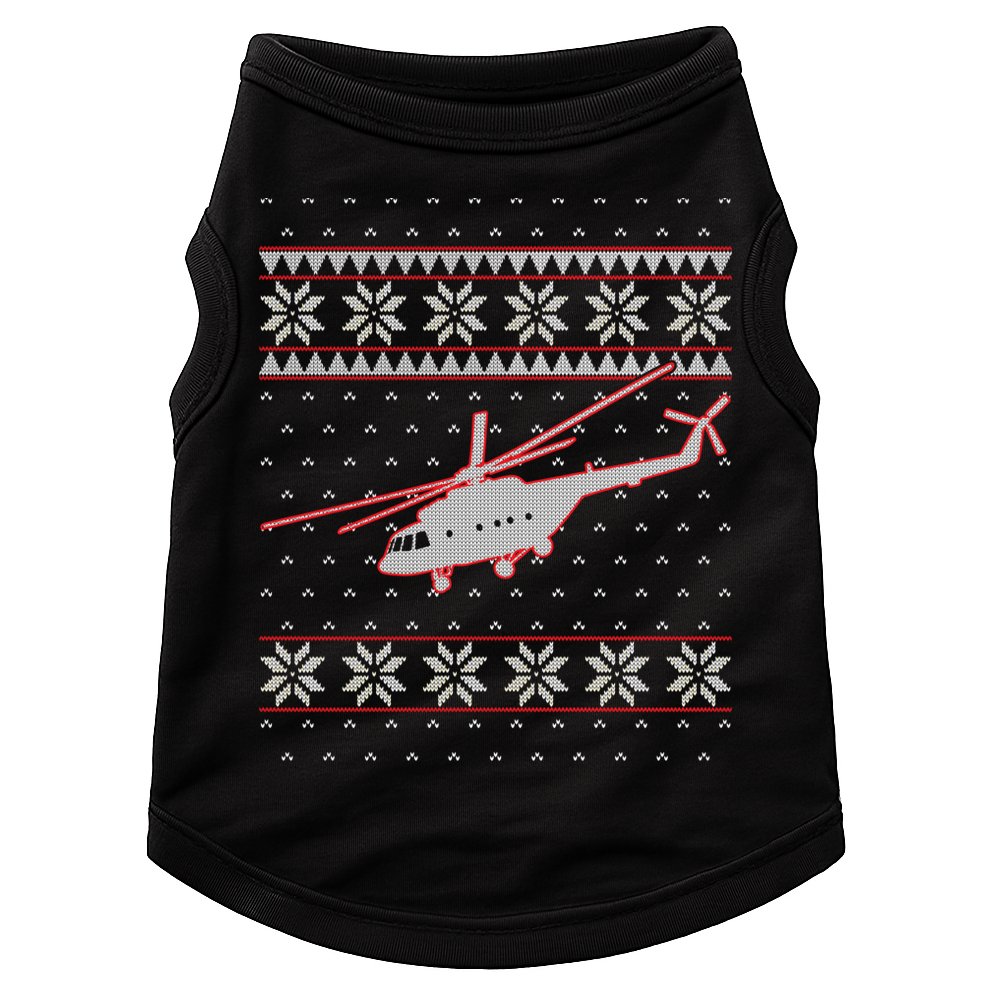 Helicopter Pilot Xmas Aviation Ugly Christmas Gift Doggie Tank