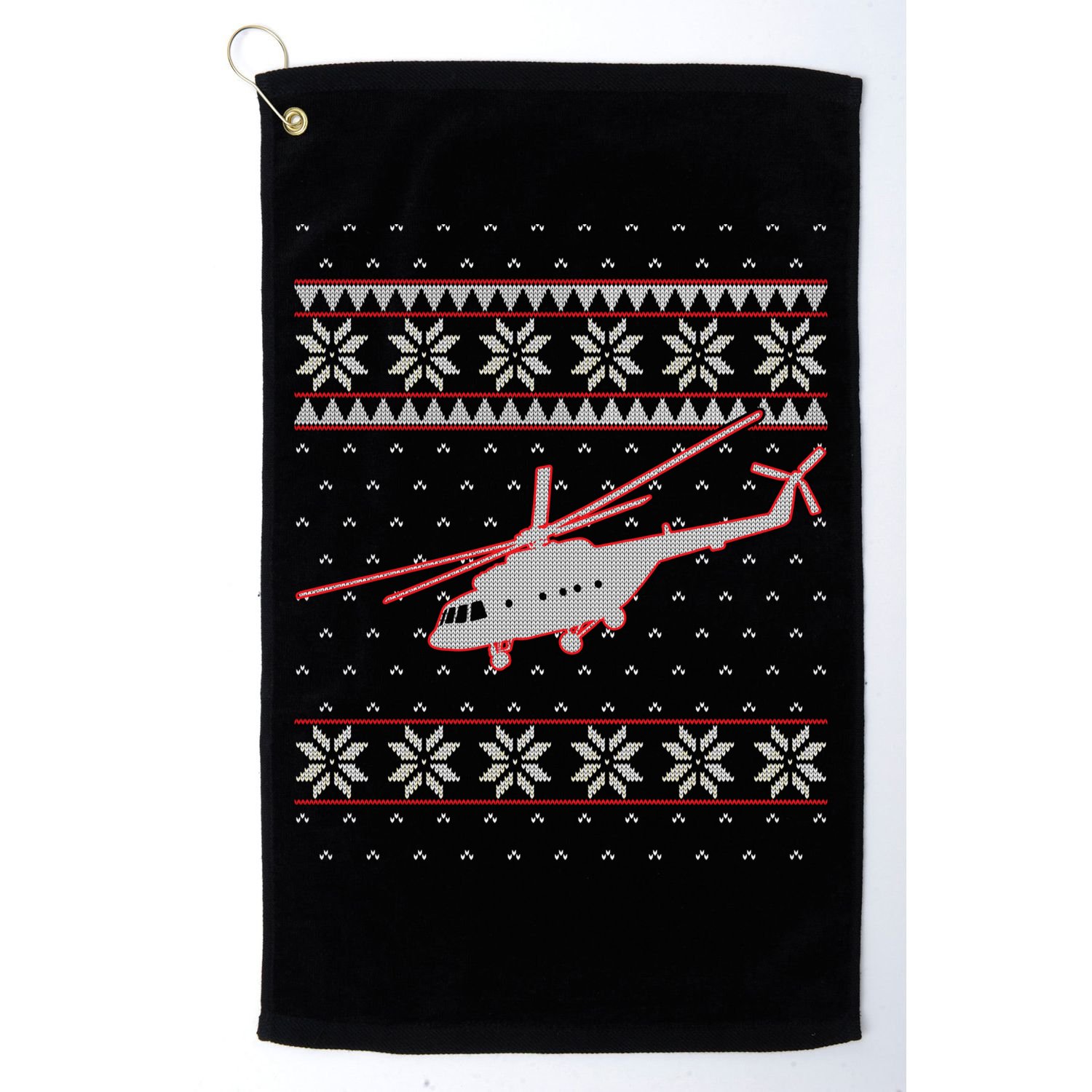 Helicopter Pilot Xmas Aviation Ugly Christmas Gift Golf Towel