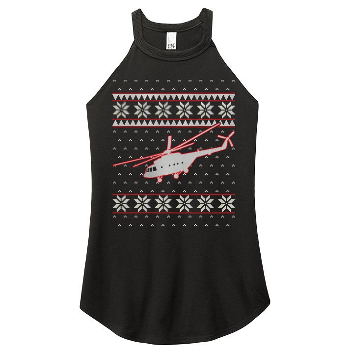 Helicopter Pilot Xmas Aviation Ugly Christmas Gift Women's Perfect Tri Rocker Tank