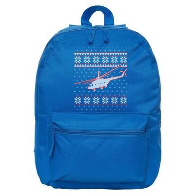 Helicopter Pilot Xmas Aviation Ugly Christmas Gift 16 in Basic Backpack