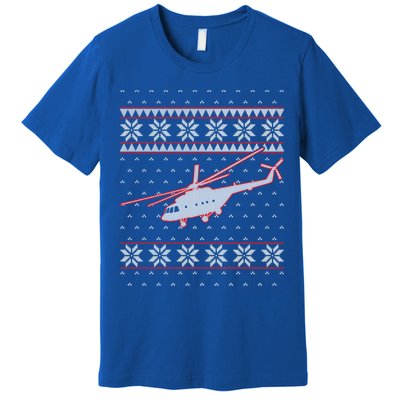 Helicopter Pilot Xmas Aviation Ugly Christmas Gift Premium T-Shirt