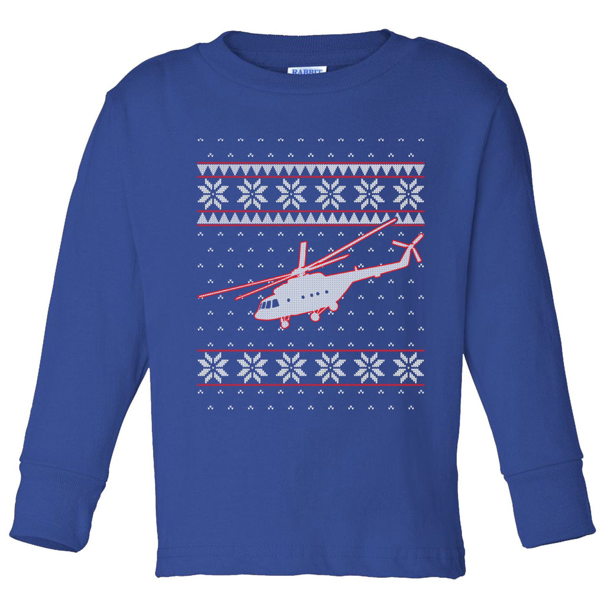 Helicopter Pilot Xmas Aviation Ugly Christmas Gift Toddler Long Sleeve Shirt