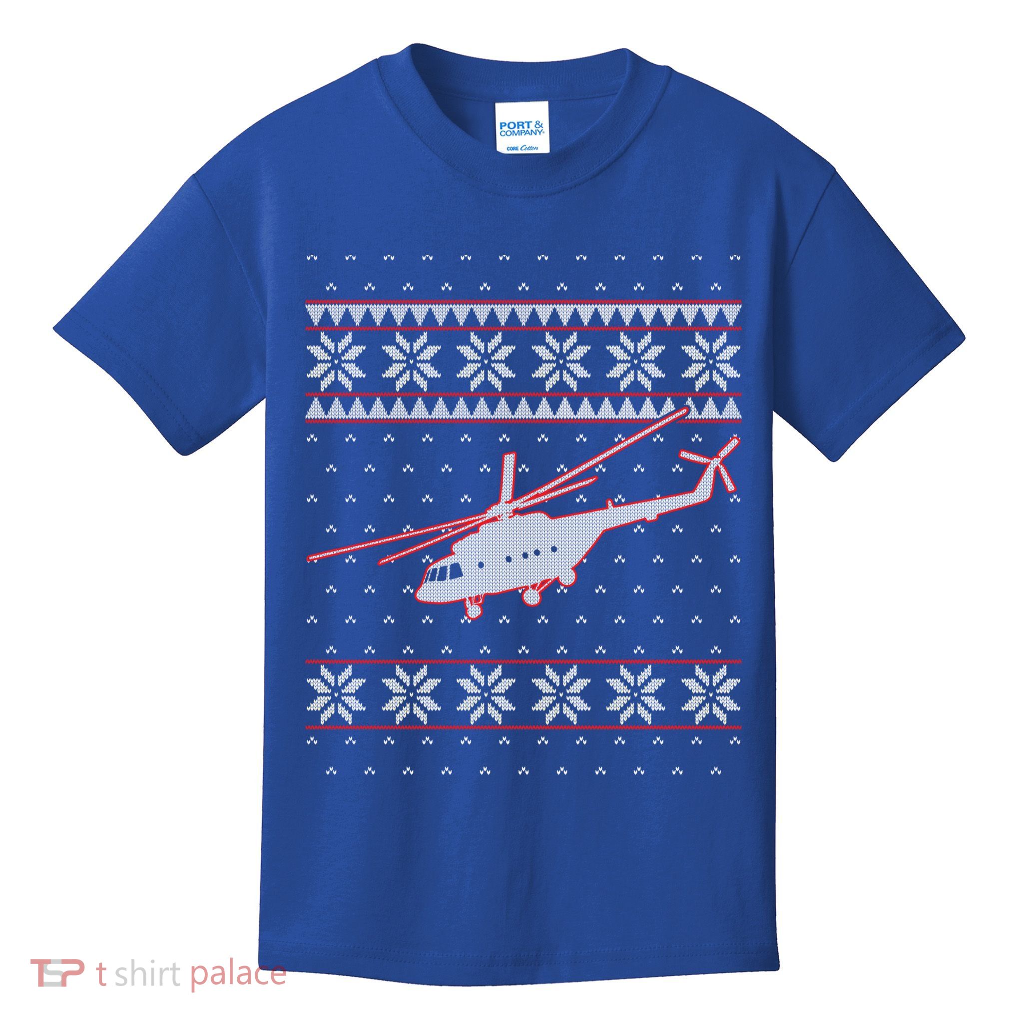 Helicopter Pilot Xmas Aviation Ugly Christmas Gift Kids T-Shirt