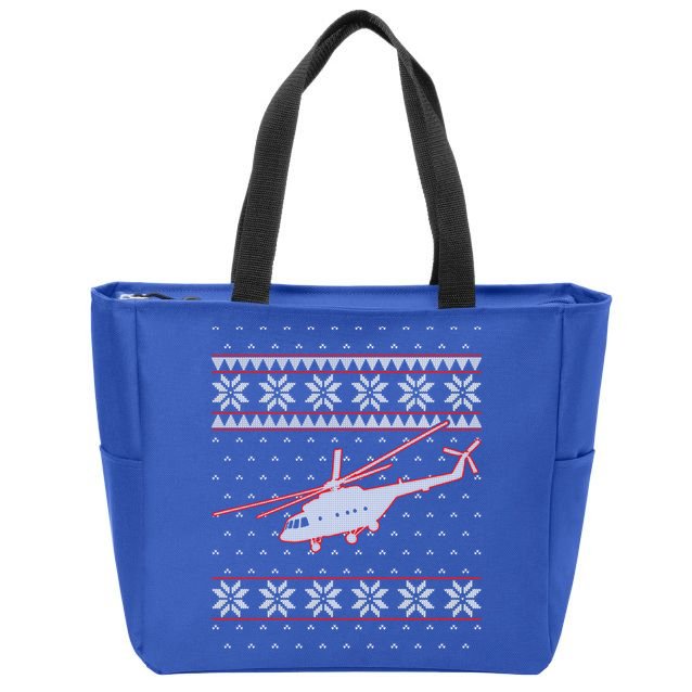 Helicopter Pilot Xmas Aviation Ugly Christmas Gift Zip Tote Bag