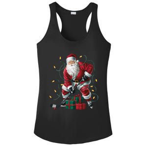 Hockey Player Xmas Lighting Santa Playing Hockey Christmas Gift Ladies PosiCharge Competitor Racerback Tank