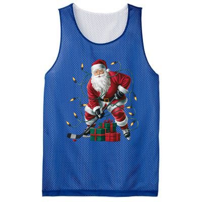 Hockey Player Xmas Lighting Santa Playing Hockey Christmas Gift Mesh Reversible Basketball Jersey Tank