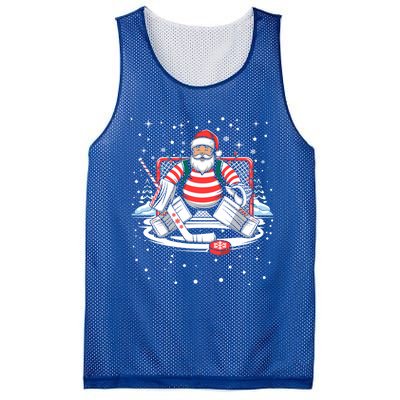 Hockey Player Xmas Lights Santa Playing Hockey Christmas Gift Mesh Reversible Basketball Jersey Tank