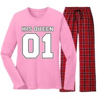 His Queen 01 Sport Couple Women's Long Sleeve Flannel Pajama Set 