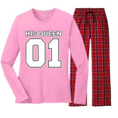 His Queen 01 Sport Couple Women's Long Sleeve Flannel Pajama Set 