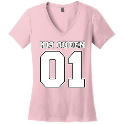 His Queen 01 Sport Couple Women's V-Neck T-Shirt