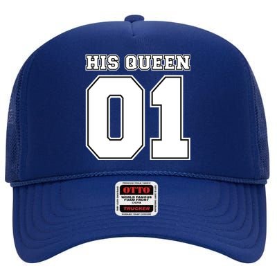 His Queen 01 Sport Couple High Crown Mesh Back Trucker Hat