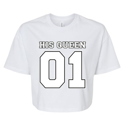 His Queen 01 Sport Couple Bella+Canvas Jersey Crop Tee