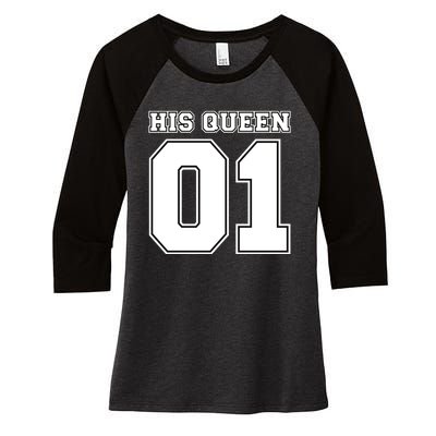 His Queen 01 Sport Couple Women's Tri-Blend 3/4-Sleeve Raglan Shirt