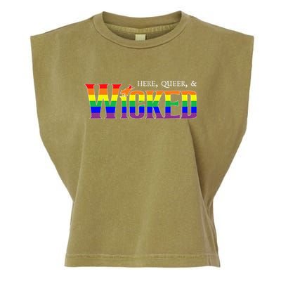 Here Queer And Wicked Lgbt Garment-Dyed Women's Muscle Tee