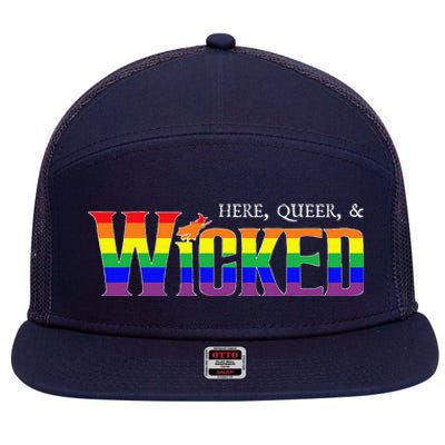 Here Queer And Wicked Lgbt 7 Panel Mesh Trucker Snapback Hat