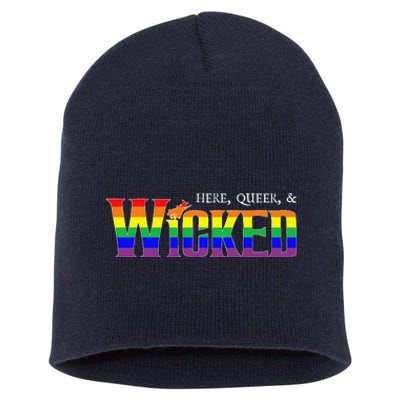 Here Queer And Wicked Lgbt Short Acrylic Beanie