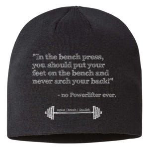 Hilarious Quote Benchpress Lifting Gym Motivation Sustainable Beanie