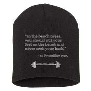 Hilarious Quote Benchpress Lifting Gym Motivation Short Acrylic Beanie