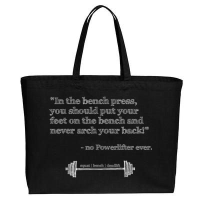 Hilarious Quote Benchpress Lifting Gym Motivation Cotton Canvas Jumbo Tote