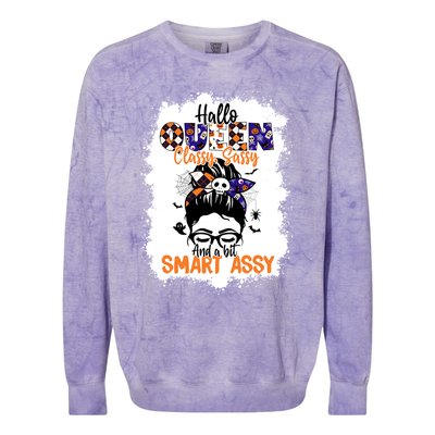 Hallo Queen Classy Sassy A Bit Smart Assy Halloween Queen Gift Colorblast Crewneck Sweatshirt