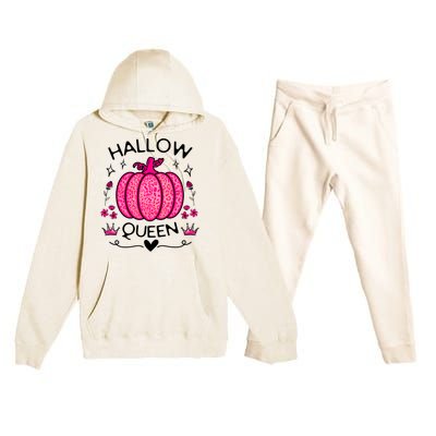 Hallow Queen Cute Pumpkin Funny Halloween Costume Premium Hooded Sweatsuit Set