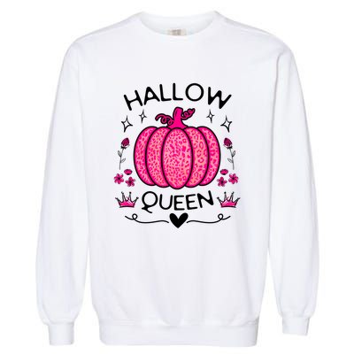 Hallow Queen Cute Pumpkin Funny Halloween Costume Garment-Dyed Sweatshirt