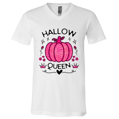 Hallow Queen Cute Pumpkin Funny Halloween Costume V-Neck T-Shirt