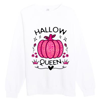 Hallow Queen Cute Pumpkin Funny Halloween Costume Premium Crewneck Sweatshirt