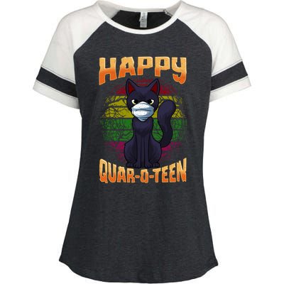 Halloween Quarantine Funny Halloween Bat Cat Enza Ladies Jersey Colorblock Tee