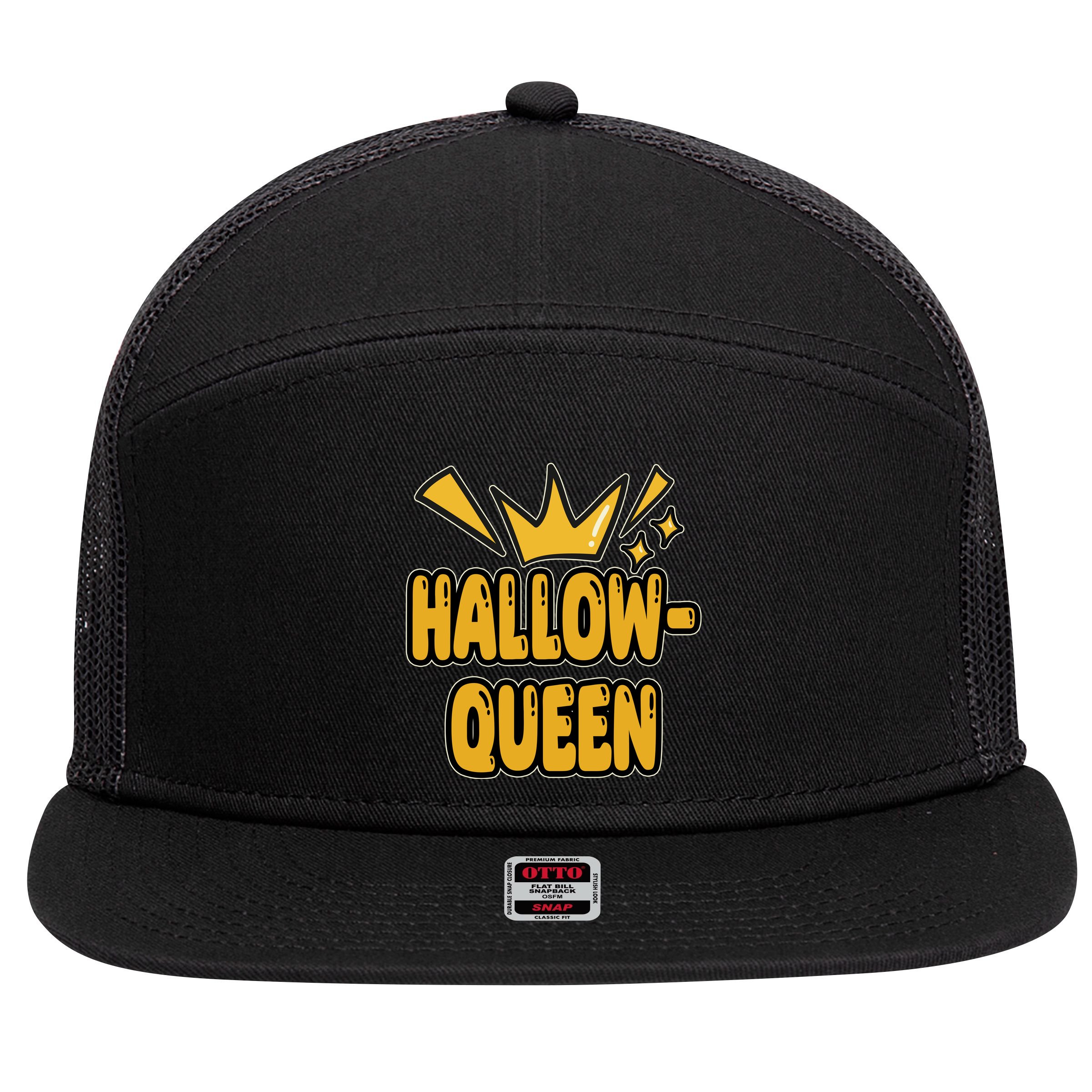 Hallow Queen Halloween Lover 7 Panel Mesh Trucker Snapback Hat