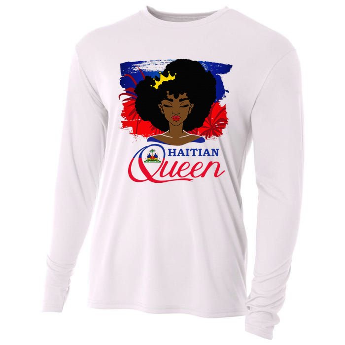 Haitian Queen Haiti Flag Melanin Cooling Performance Long Sleeve Crew