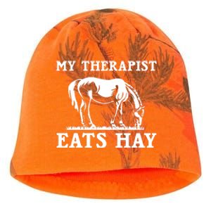 Horse Quotes My Therapist Eats Hay Grazing Horse Equestrian Kati - Camo Knit Beanie