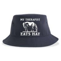 Horse Quotes My Therapist Eats Hay Grazing Horse Equestrian Sustainable Bucket Hat