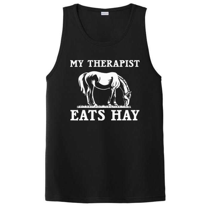 Horse Quotes My Therapist Eats Hay Grazing Horse Equestrian PosiCharge Competitor Tank