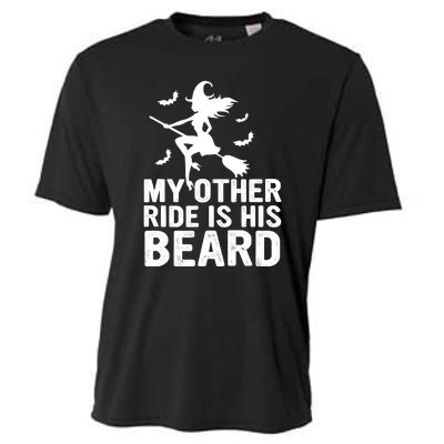 Halloween Quote My Other Ride Is His Beard Witch Cooling Performance Crew T-Shirt