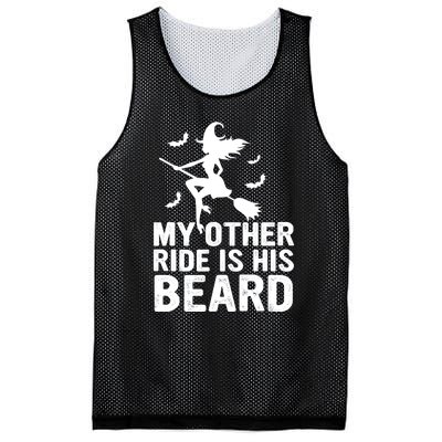 Halloween Quote My Other Ride Is His Beard Witch Mesh Reversible Basketball Jersey Tank