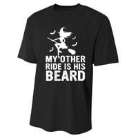 Halloween Quote My Other Ride Is His Beard Witch Performance Sprint T-Shirt