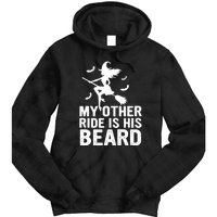 Halloween Quote My Other Ride Is His Beard Witch Tie Dye Hoodie