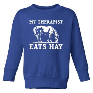 Horse Quotes My Therapist Eats Hay Grazing Horse Equestrian Funny Gift Toddler Sweatshirt