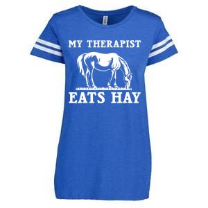 Horse Quotes My Therapist Eats Hay Grazing Horse Equestrian Funny Gift Enza Ladies Jersey Football T-Shirt