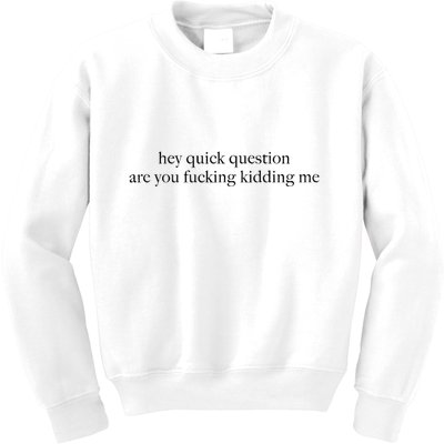 Hey Quick Question Are You Fcking Kidding Me Gift Kids Sweatshirt