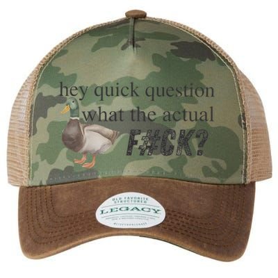 Hey Quick Question Wtaf Funny Duck Meme Retro Humor Joke Legacy Tie Dye Trucker Hat