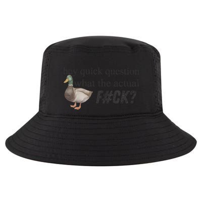 Hey Quick Question Wtaf Funny Duck Meme Retro Humor Joke Cool Comfort Performance Bucket Hat