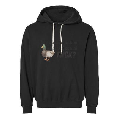 Hey Quick Question Wtaf Funny Duck Meme Retro Humor Joke Garment-Dyed Fleece Hoodie