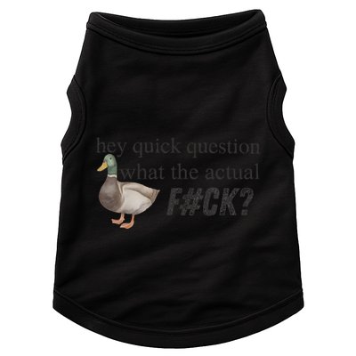 Hey Quick Question Wtaf Funny Duck Meme Retro Humor Joke Doggie Tank