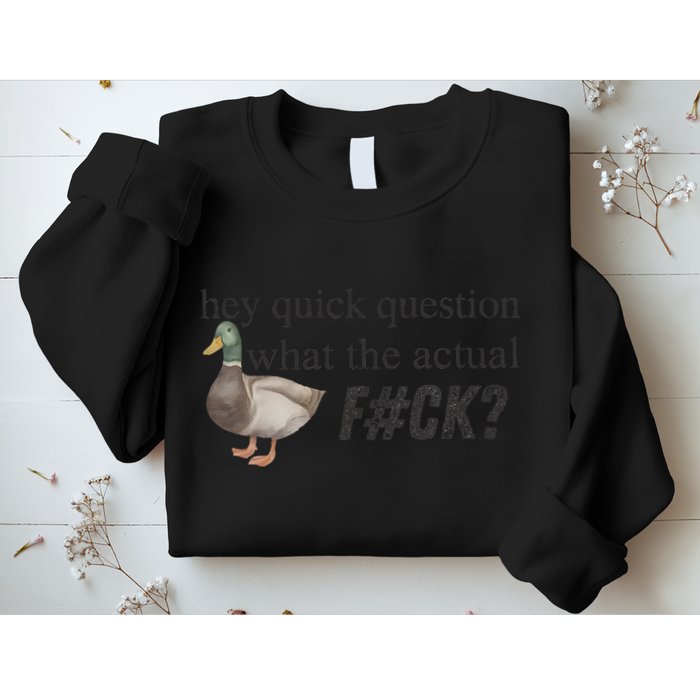 Hey Quick Question Wtaf Funny Duck Meme Retro Humor Joke Sweatshirt