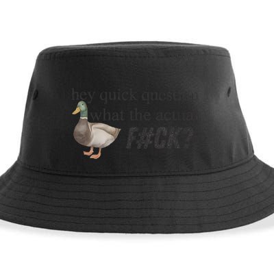 Hey Quick Question Wtaf Funny Duck Meme Retro Humor Joke Sustainable Bucket Hat