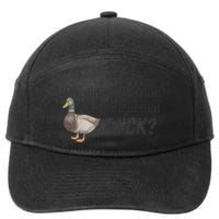 Hey Quick Question Wtaf Funny Duck Meme Retro Humor Joke 7-Panel Snapback Hat